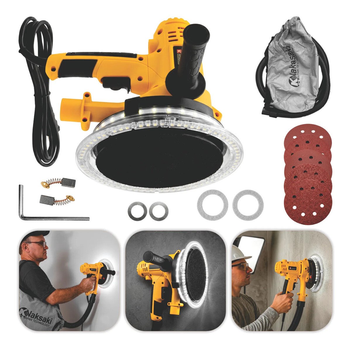 Lixadeira Elétrica Parede Teto Com Led E Coletor + 6 Lixas Lixadeira Elétrica Parede Teto Com Led E Coletor + 6 Lixas