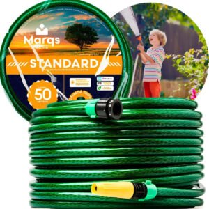 Mangueira De Jardim 50m Metros Com Esguicho Trançada Reforçada Flexível 7/16 Anti Dobra Irrigação Quintal Poço Lavagem Durável Marqs Home Verde