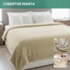 Manta Microfibra Lisa Suave Cobertor Casal Antialérgica Maciez E Conforto Prolongado Cor Caqui Premium
