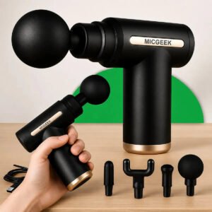 Massageador Pistola Elétrica Profissional Muscular Portátil Aparelho Fisioterapia Corporal, 6 Velocidades 4 Cabeças De Massagem – Micgeek 127/220v Variado