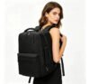 Mochila feminina, impermeável, reforçada, com capacidade expansível de 25 a 40 L, capaz de acomodar um laptop de 15,6 polegadas, com porta de carregamento SUB