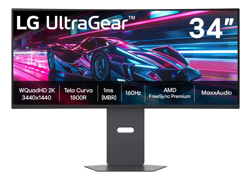 Monitor Gamer LG Ultragear Curvo 34g600a-b 34 Quadhd 2k, Ultrawide 1800r, 160hz, 1ms (mbr), Amd Freesync Premium, Hdr10, Maxxaudio Preto 127/220v Monitor Gamer LG Ultragear Curvo 34g600a-b 34 Quadhd 2k, Ultrawide 1800r, 160hz, 1ms (mbr), Amd Freesync Premium, Hdr10, Maxxaudio Preto 127/220v
