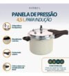 Panela De Pressão Indução 4,5L Revestimento Ceramico Antiaderente Com 4 Valvulas De Segurança Fechamento Externo, Cabos Soft Touch Vitrex Creme Granito