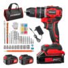 Parafusadeira Furadeira De Impacto Sem Fio 2 Baterias 21v Vermelho 127/220v 60