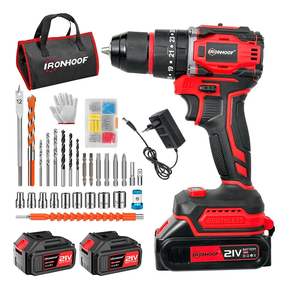 Parafusadeira Furadeira De Impacto Sem Fio 2 Baterias 21v Vermelho 127/220v 60 Parafusadeira Furadeira De Impacto Sem Fio 2 Baterias 21v Vermelho 127/220v 60