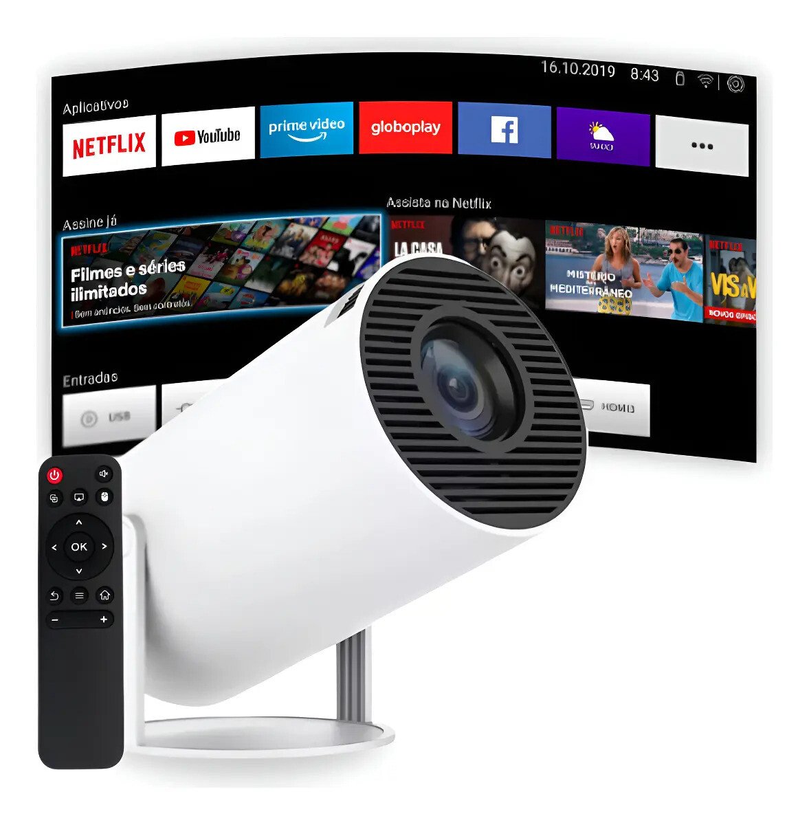 Projetor Portátil 4k Hd Android 11.0 Smart Wifi 5g Bluetooth Projetor Portátil 4k Hd Android 11.0 Smart Wifi 5g Bluetooth