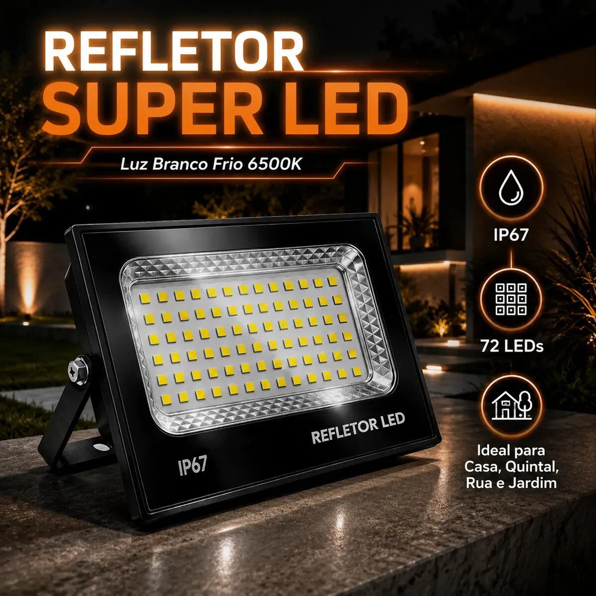 Refletor Super Led 300w Holofote Bivolt Ip67 Cor Da Luz Branco Frio 6500k Refletor Super Led 300w Holofote Bivolt Ip67 Cor Da Luz Branco Frio 6500k