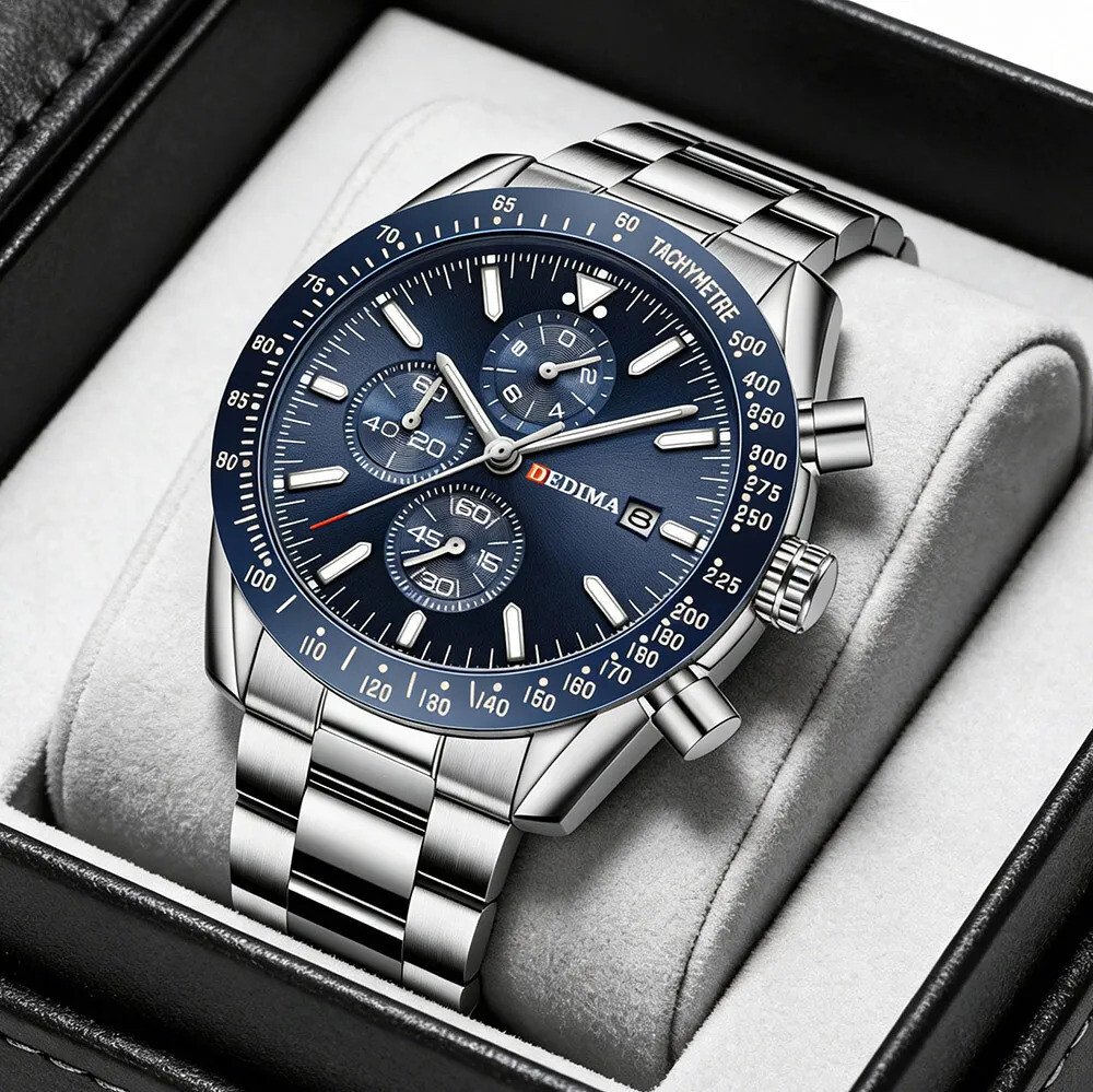 Relógio Masculino Original Aço Quartzo Luminoso D' Água Data Relógio Masculino Original Aço Quartzo Luminoso D' Água Data