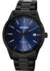 Relógio Orient Masculino Aço Preto Fundo Azul Analógico Resistência 50m