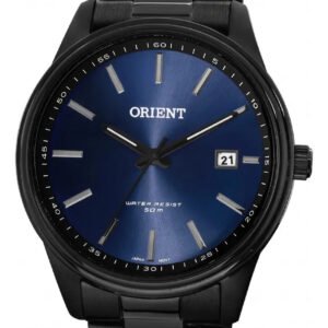 Relógio Orient Masculino Aço Preto Fundo Azul Analógico Resistência 50m