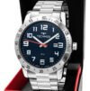 Relógio Technos Masculino Military Analogico Aço Azul Petróleo 5atm Prateado