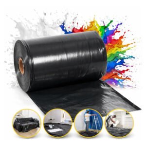 Rolo Lona Plástica Preta Bobina 4×100 Construção E Pintura