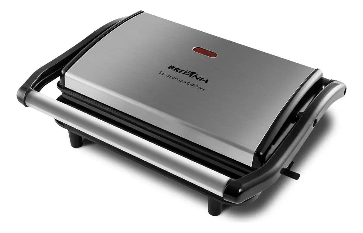 Sanduicheira E Grill Britânia 2 Em 1 Bgr27i De 850w Com Trava Inox Preto/inox 220v Sanduicheira E Grill Britânia 2 Em 1 Bgr27i De 850w Com Trava Inox Preto/inox 220v
