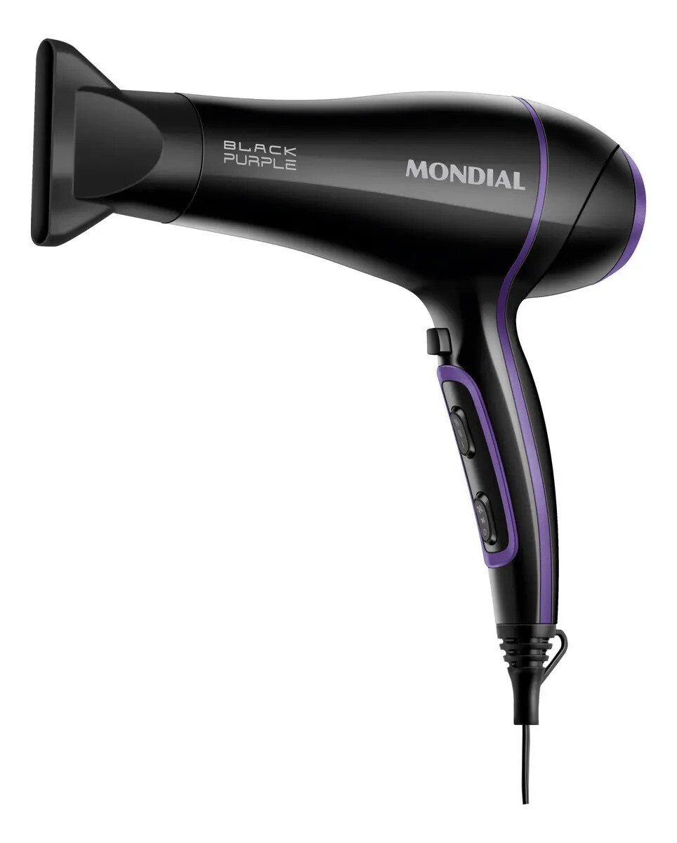 Secador De Cabelos, Mondial, 2000w - Scn-01 Preto/violeta 127v Secador De Cabelos, Mondial, 2000w - Scn-01 Preto/violeta 127v
