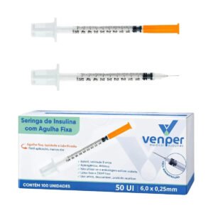 Seringa Insulina 0,5ml 50ui Agulha Fixa Caixa 100un