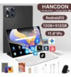 Tablet Android 15 Hancdon Tab Kit Completo Ram 12gb 512gb 11.6” Hd Tela Apoia Wifi 2,4/4g/5g Dual Sim Bateria 8800mah… Preto