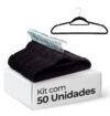 Vittak Kit 50 Cabides Veludo De Roupa Antideslizante Slim Adulto Cor Preto Utensílios De Uso Doméstico