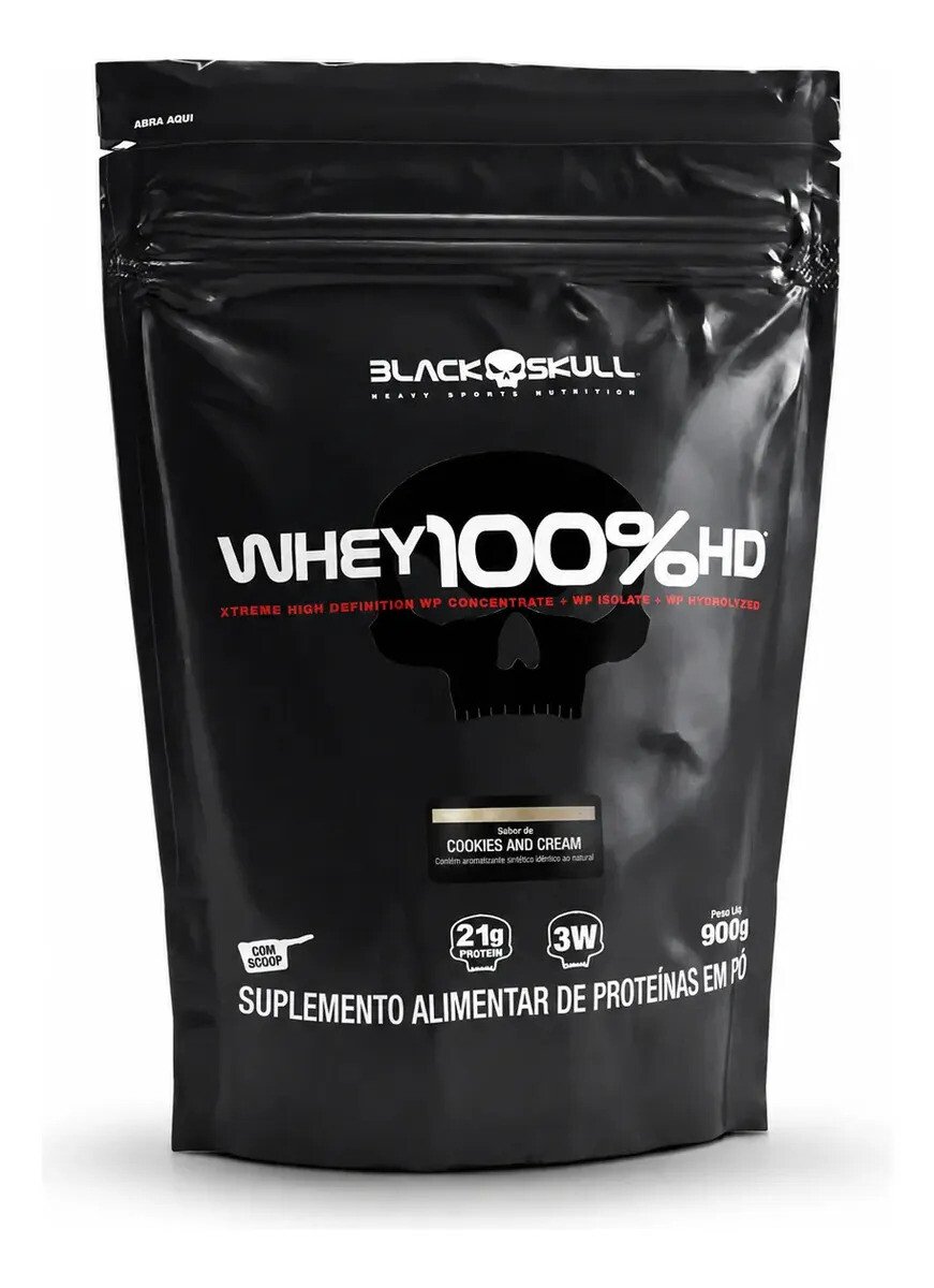 Whey 100% HD Black Skull Refil 900g Cookies Whey 100% HD Black Skull Refil 900g Cookies
