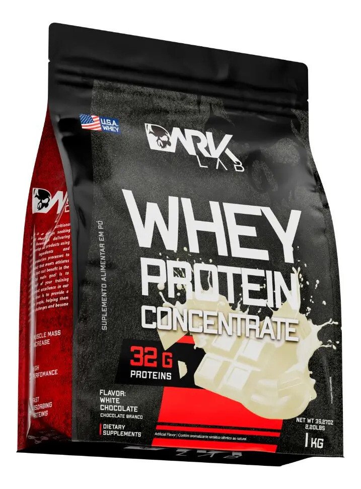 Oferta Whey Protein Concentrado Dark Lab 1kg Chocolate Branco Original Whey Protein Concentrado Dark Lab 1kg Chocolate Branco para ganho de massa muscular