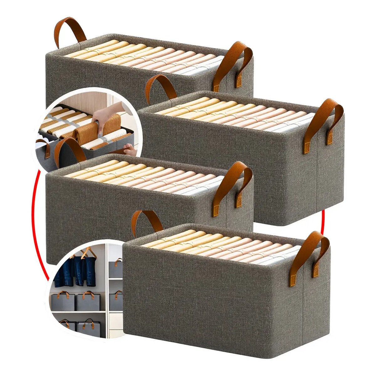 4 Caixas Organizadora De Guarda Roupa Cesto Gaveta Dobrável 4 Caixas Organizadora De Guarda Roupa Cesto Gaveta Dobrável