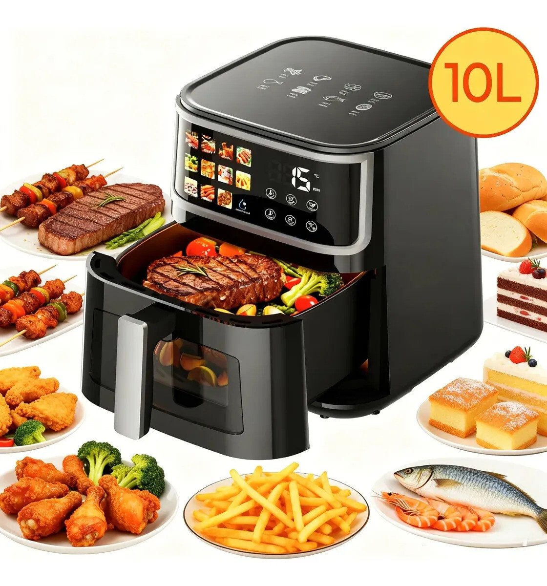Air Fryer PATBRELA 10L Digital com Painel LED e 12 Programas, Para Família Air Fryer PATBRELA 10L Digital com Painel LED e 12 Programas, Para Família