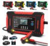 aweshine Carregador inteligente de bateria automotivo 12V portátil, para carro, moto, caminhão e bateria estacionária vermelho