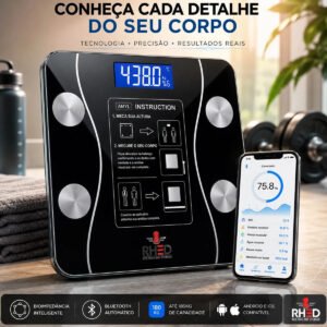 Balança Digital Bioimpedância Profissional smart IMC Bluetooth Corporal Aparelho Alta Capacidade aplicativo App para Android e para IOS Balança De Banheiro Academia