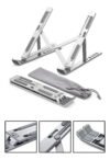 Base Suporte Para PC Notebook Alumínio Portátil Articulado Dobrável Tablet Laptop Mesa Davely Cor Prateado