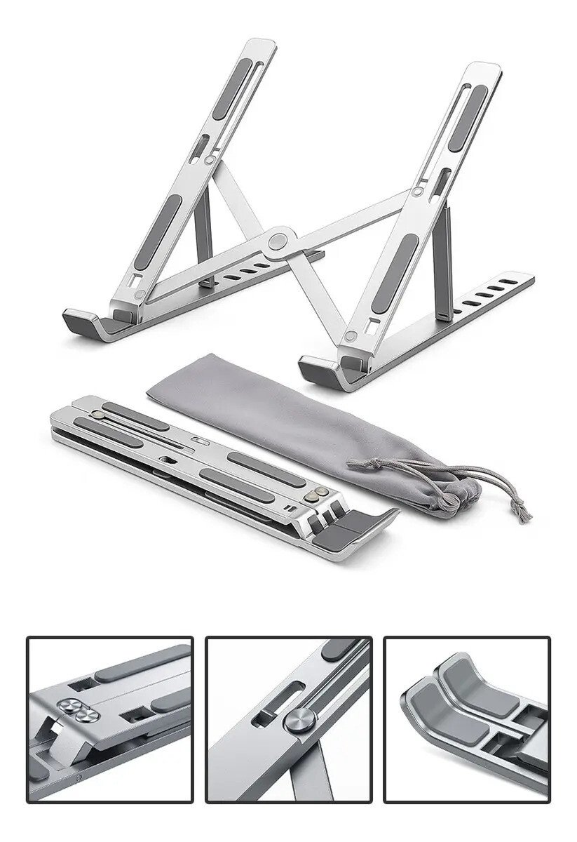 Base Suporte Para PC Notebook Alumínio Portátil Articulado Dobrável Tablet Laptop Mesa Davely Cor Prateado Base Suporte Para PC Notebook Alumínio Portátil Articulado Dobrável Tablet Laptop Mesa Davely Cor Prateado