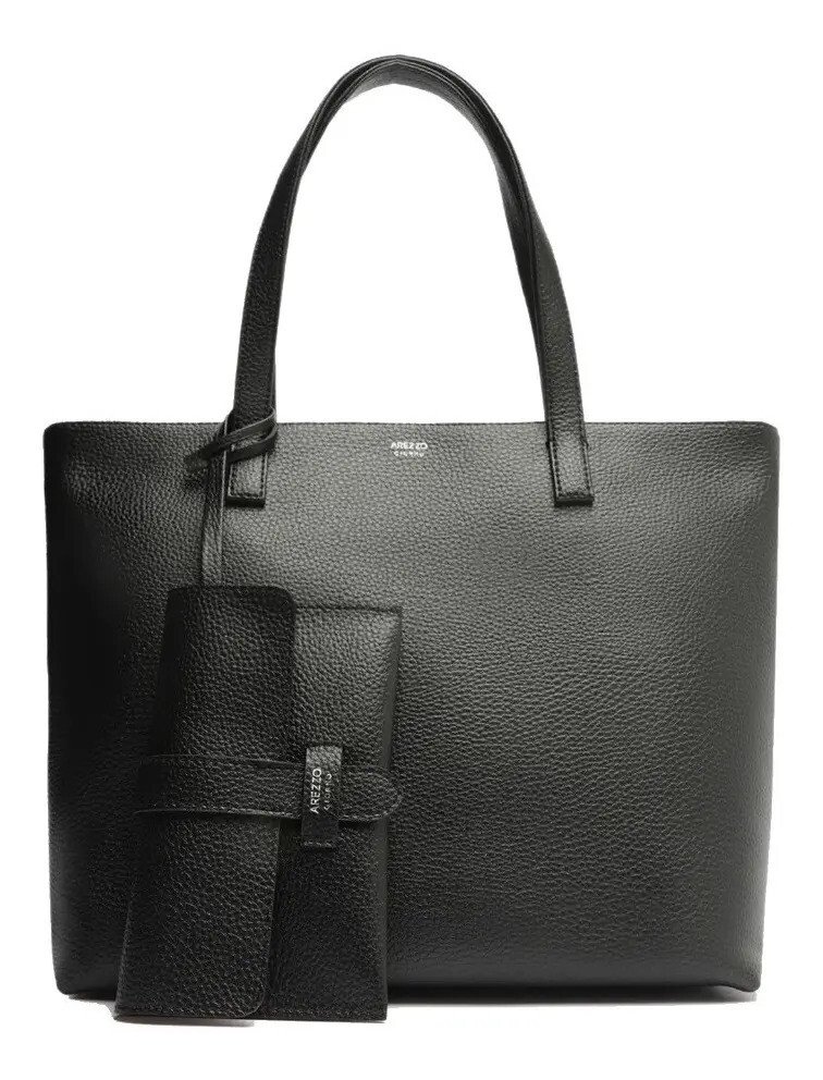 Bolsa Arezzo Shopping Tamanho Grande Lisa Com Carteira Cor Preto Bolsa Arezzo Shopping Tamanho Grande Lisa Com Carteira Cor Preto