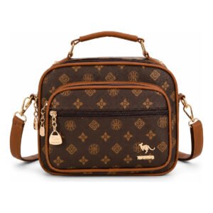 Bolsa Feminina Média Transversal Couro Pu Estampada Floral