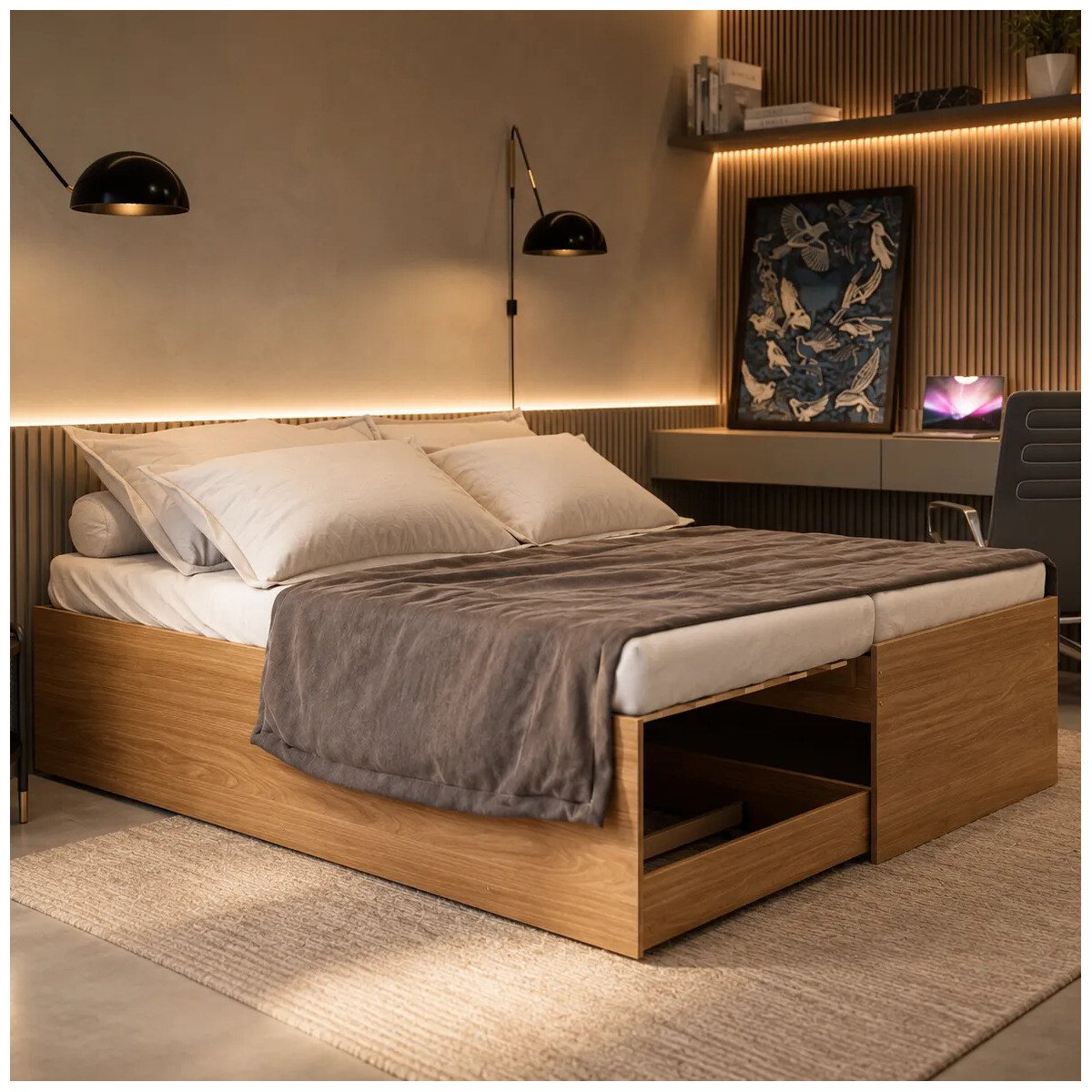Cama Solteiro Vira Casal Matrix 3 Em 1 Resistente Mdf Luxo Cama Solteiro Vira Casal Matrix 3 Em 1 Resistente Mdf Luxo