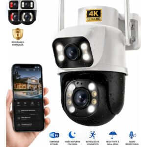 Câmera de Segurança Wi-Fi iCSee/Yoosee A28B 4K Dupla Lente Visão Noturna Colorida Full Hd Externa Prova D’água Ip66 Sensor Movimento Woosh