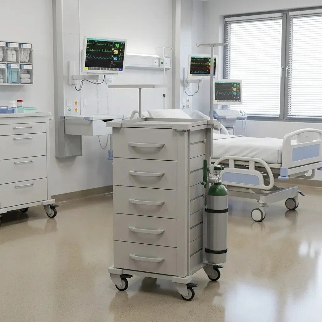 Carrinho de Emergência Hospitalar Mad.U EXTRA 385 5 Gavetas Rodas Alta Performance Carrinho de Emergência Hospitalar Mad.U EXTRA 385 5 Gavetas Rodas Alta Performance