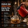 Chaleira Elétrica Inox Vermelha Hold On 1.8L, Com Desligamento Automático e Aquecimento Rápido