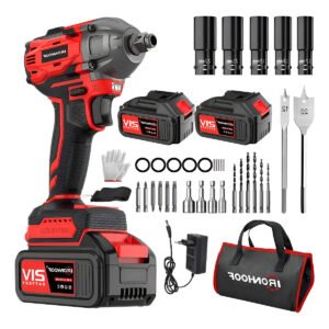 Chave De Impacto Potente 2 Baterias 21v Brushless Com Led