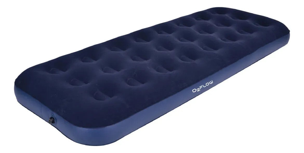 Colchão Inflável Solteiro Multiuso Aveludado O2Flow Azul Colchão Inflável Solteiro Multiuso Aveludado O2Flow Azul
