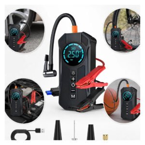 Compressores Ar Calibrador Portatil Digital Bomba Encherpneu Auxiliar De Partida Compressor Digital Hold On Bomba De Encher Pneus Portátil Para Carro Bicicleta Motocicletas Cor Preto Com Calibrador