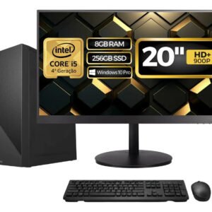 Computador Completo Top Intel Core i5 4570, 8GB RAM, SSD 256GB, Bivolt, Monitor 20″ LED 75hz, Preto – BluePC CD2E-0110TO