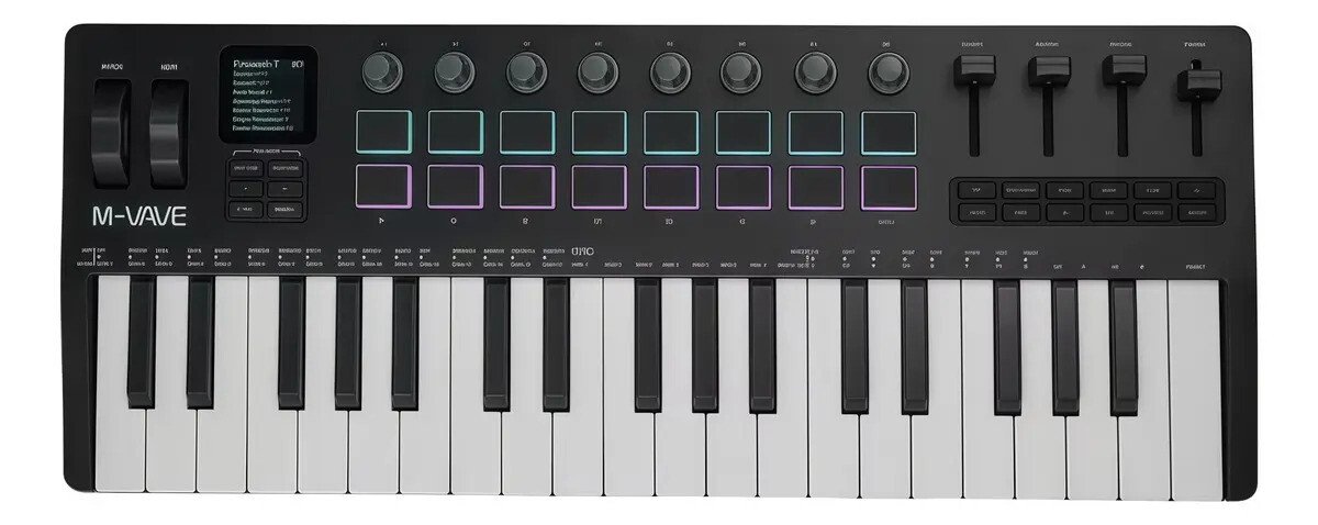Controlador Midi M-vave Smk-37 Pro Com Almofada De Bateria Controlador Midi M-vave Smk-37 Pro Com Almofada De Bateria