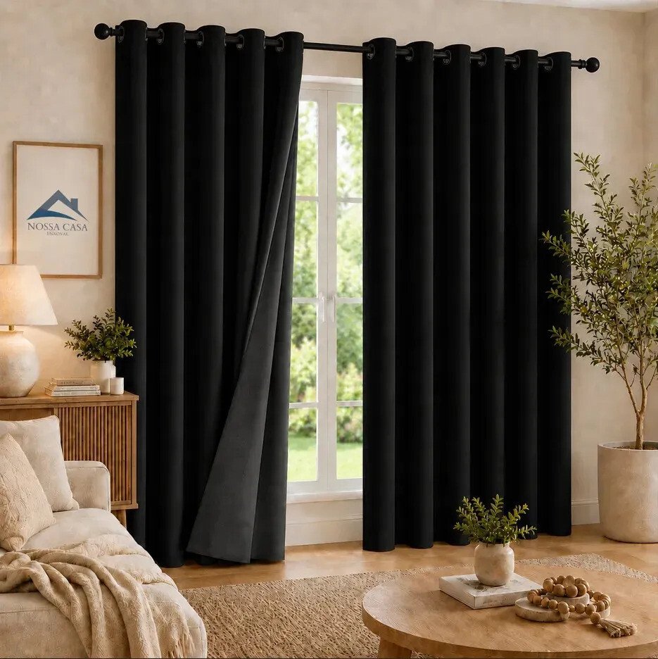 Cortina Blackout Corta Luz Blecaute 2,80 X 2,30 Sala/quarto Fabritex Enxovais Cor Preto Cortina Blackout Corta Luz Blecaute 2,80 X 2,30 Sala/quarto Fabritex Enxovais Cor Preto