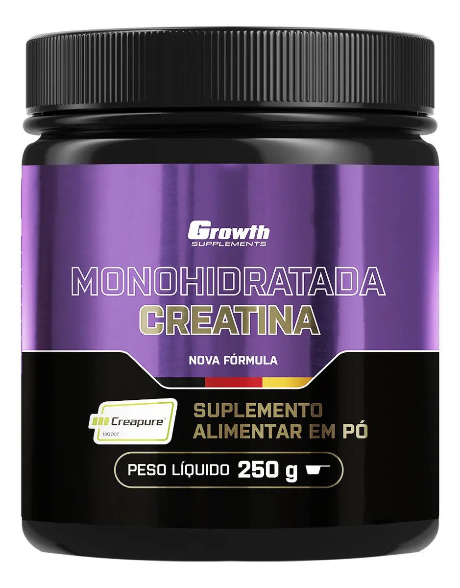Creatina Creapure 250g Growth Supplements sem Sabor em Pó suplemento Esportivo Creatina Creapure 250g Growth Supplements sem Sabor em Pó suplemento Esportivo