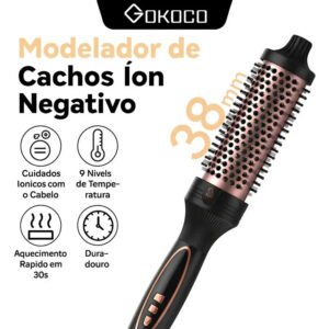 Escova Modeladora De Ions Negativosde 38mm/9 Ajustes De Temperatura,liso Oucacheado,secagem Rápida,tecnologia Deaquecimento Ptc/ntc Tecnologia,cuidado Capilar Com Íons Negativos,cachos Duradouros