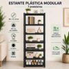 Estante Plástica Modular Multiuso Preta 7 Prateleiras Organizadora Para Livros Plantas Objetos Decorativos