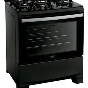 Fogão 5 Bocas Dako Supreme Black Glass com Mesa de Vidro Tripla Chama e Timer Digital Bivolt