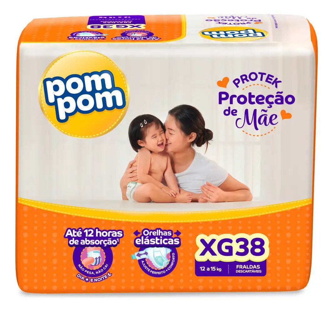 Fralda Pom Pom Proteção de Mãe XG com 38 Unidades Fralda Pom Pom Proteção de Mãe XG com 38 Unidades