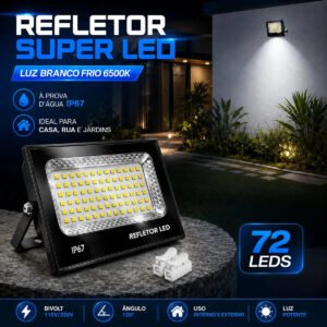 Kit 3 Refletores LED 200W VERUNTO Branco Frio IP67 Alumínio