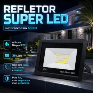 Kit 5 Refletores LED 100W IP67 à Prova D’Água 6500K Branco Frio Bivolt