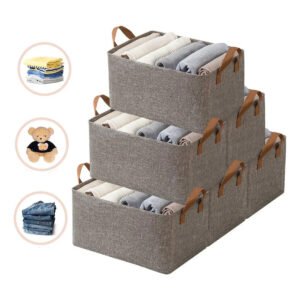 Kit 6 Cesto Caixa Organizadora Guarda Roupa Grande Dobrável
