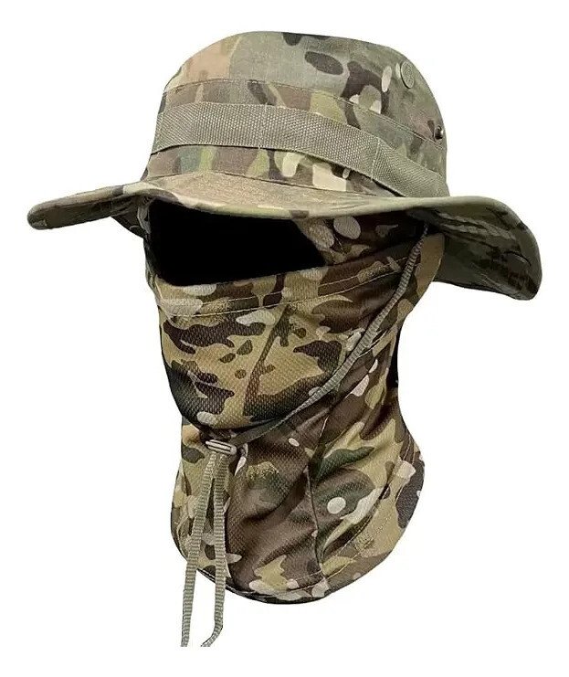 Kit Chapéu Boonie Balaclava Uv Dobrável Pesca Moto Camping Kit Chapéu Boonie Balaclava Uv Dobrável Pesca Moto Camping